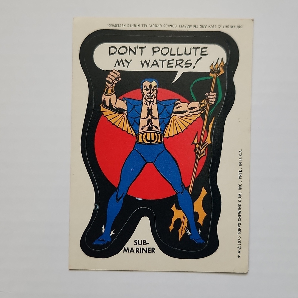 🔱 Vintage 1975 Topps MARVEL Super Heroes Sticker - SUB-MARINER Namor trading 🌊